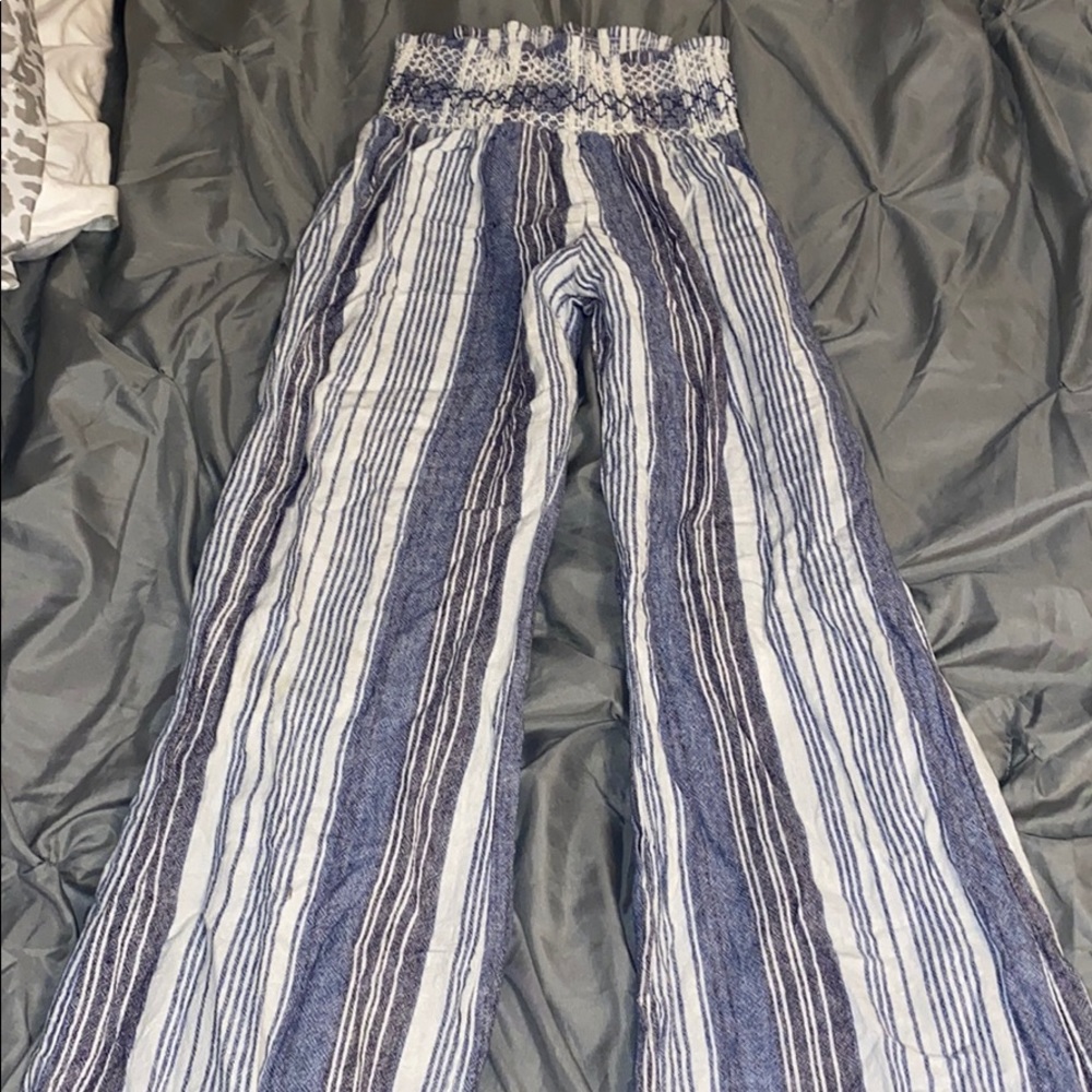 Blue striped boho pants